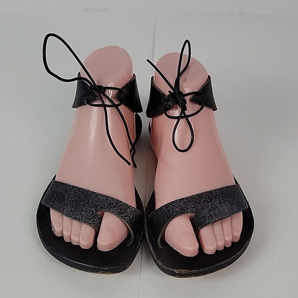 Cydwoq Copy Black Metallic Leather Women's Sandals - Picture 4 of 13